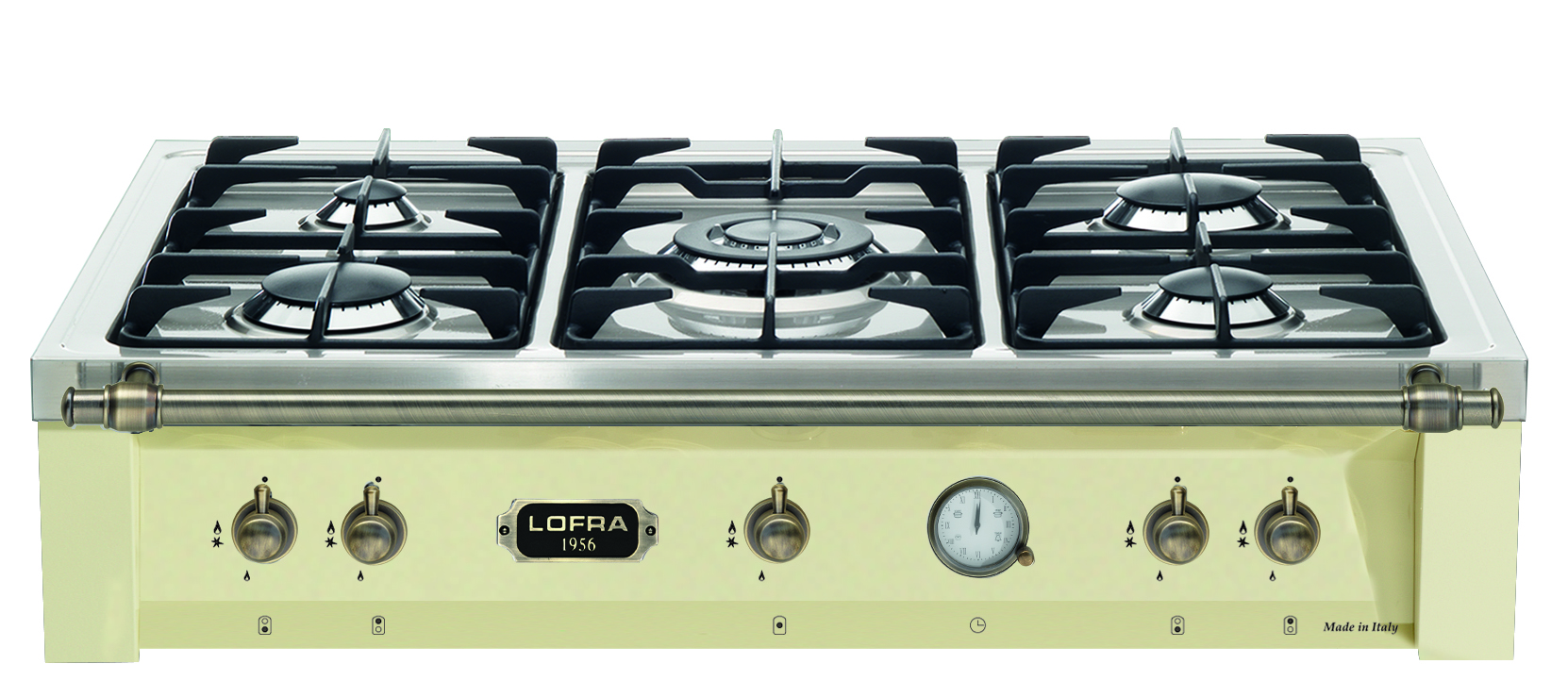 lofra-dolcevita-trbi96-5-plaque-gaz-120-cm-ivoire-bronze image 1