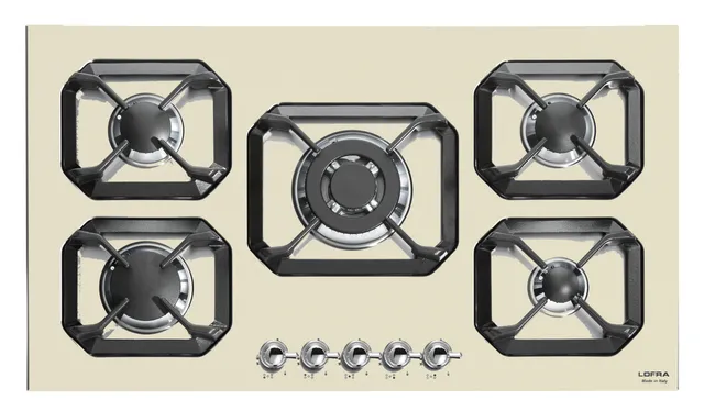 lofra-dolcevita-hrbi9a0-table-cuisson-gaz-ivoire-chrome-90 image 1
