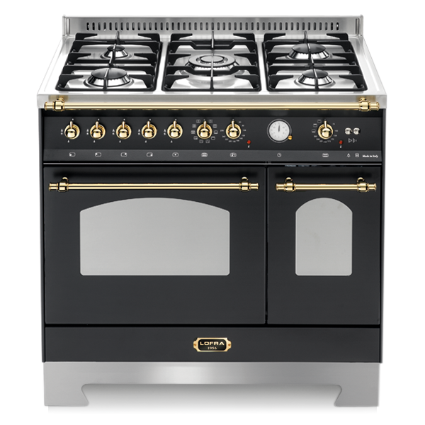 lofra-dolcevita-rnmd96mfte-ci-cuisini-re-gaz-90cm-noir-laiton image 1