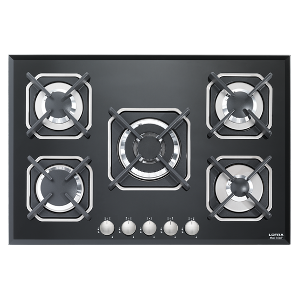 lofra-built-in-hobs-hgn7e0-plaque-gaz-75-cm-verre-noir-4-feux image 1
