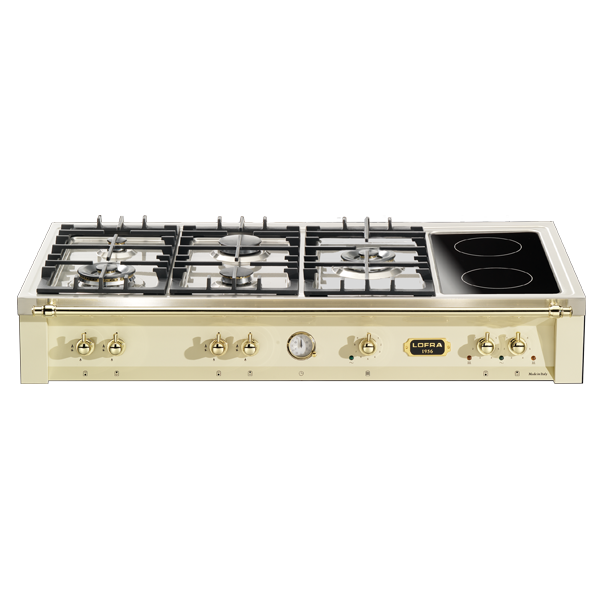 lofra-dolcevita-trbi126-5c-table-cuisson-120cm-ivoire-laiton image 1