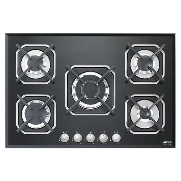 lofra-built-in-hobs-hgn7e0-plaque-gaz-75-cm-verre-noir-4-feux image 1