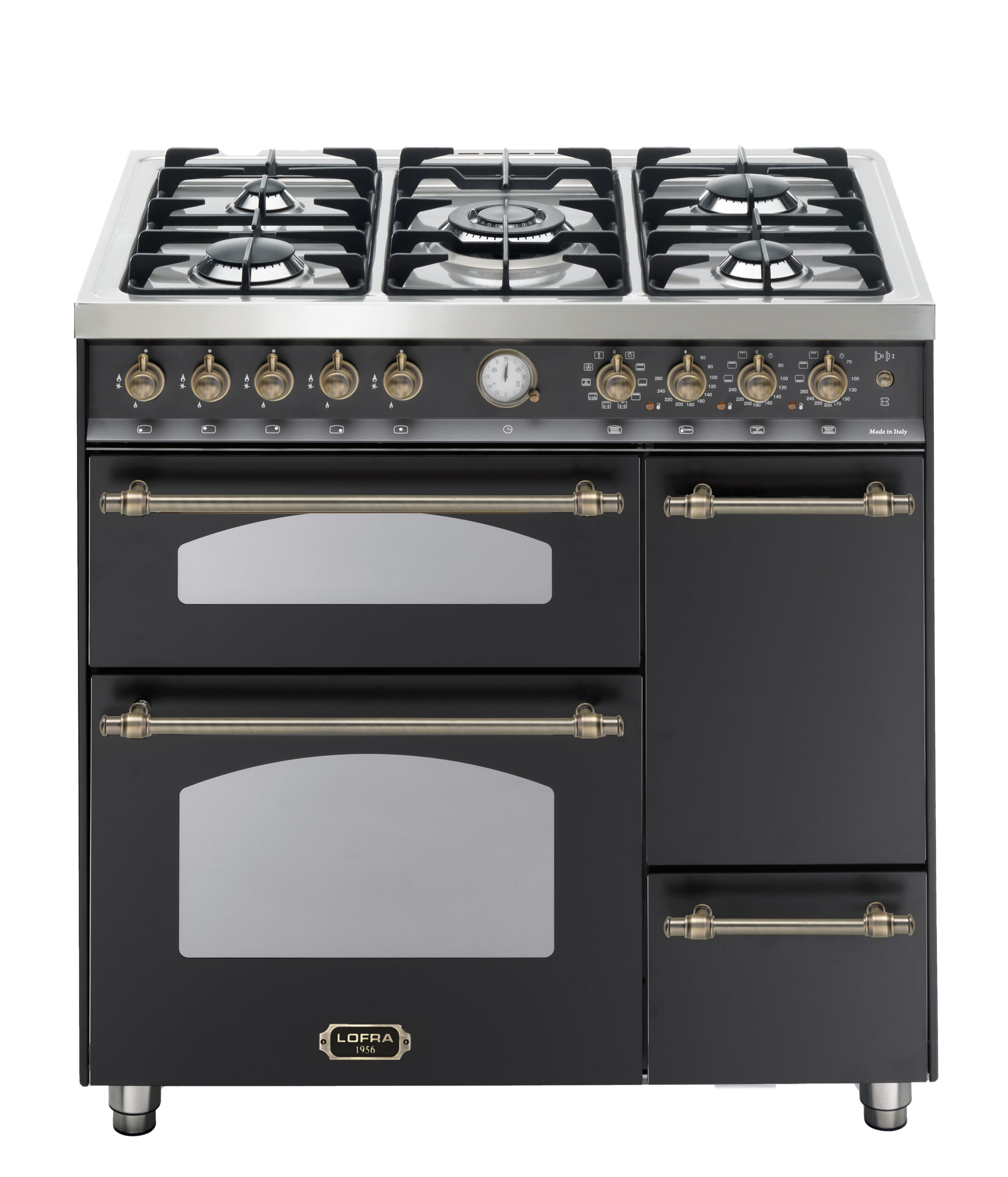 lofra-dolcevita-rnmt96mf2et-cuisini-re-gaz-noir-mat-bronze-5-feux image 1