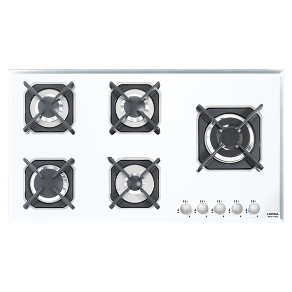 lofra-hgb950-table-cuisson-gaz-90-cm-verre-blanc-inox image 1