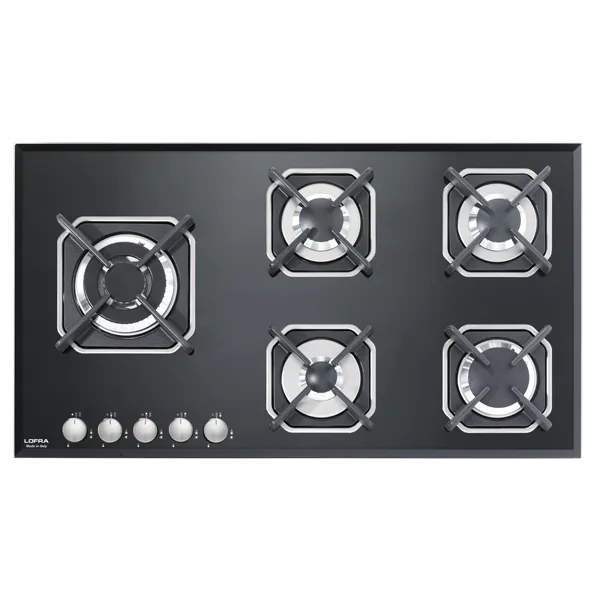 lofra-hgn9b0-table-de-cuisson-gaz-90-cm-verre-noir-4-feux image 1