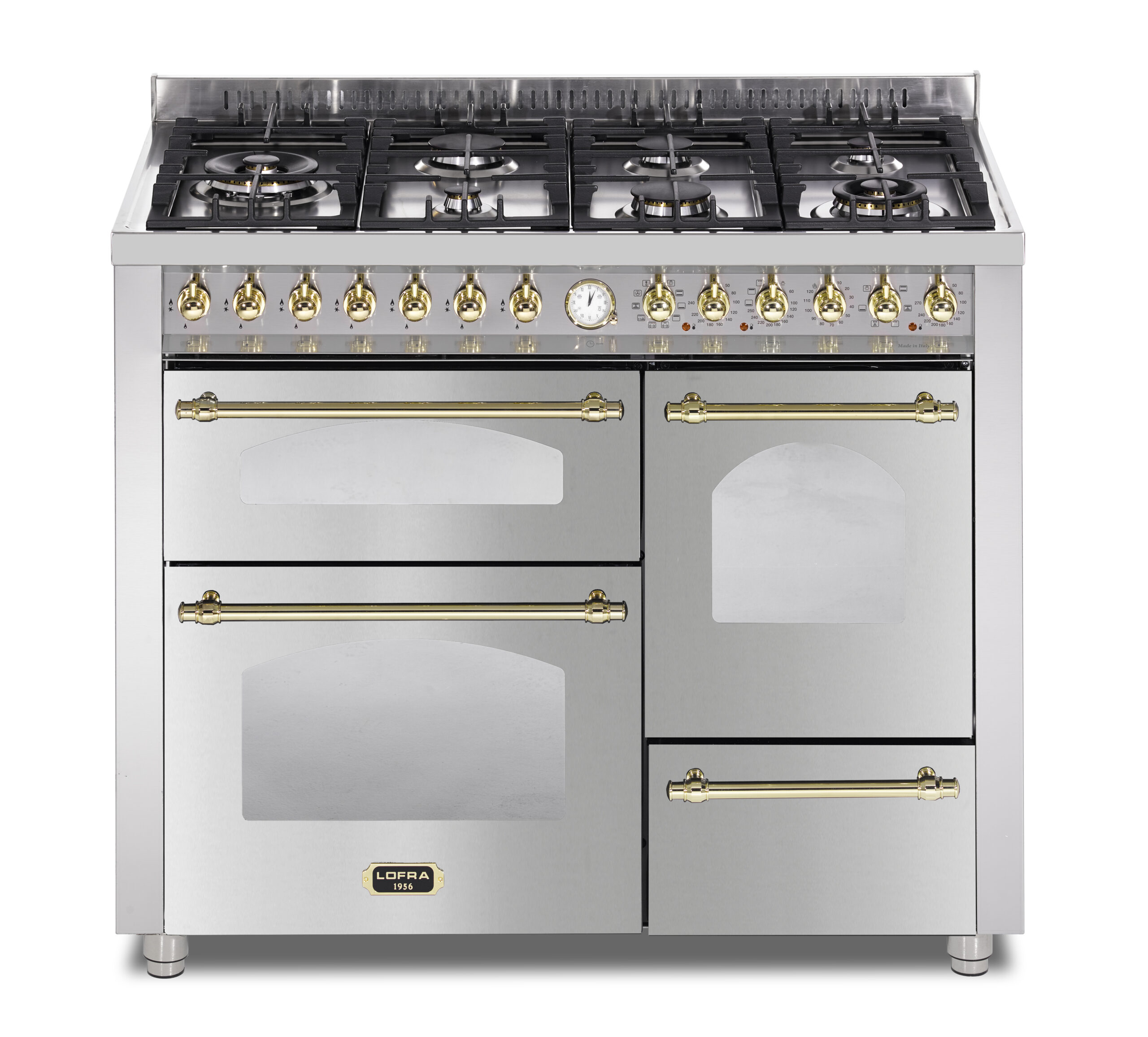 lofra-dolcevita-rst116mfet-cuisini-re-gaz-110-cm-inox-laiton image 1