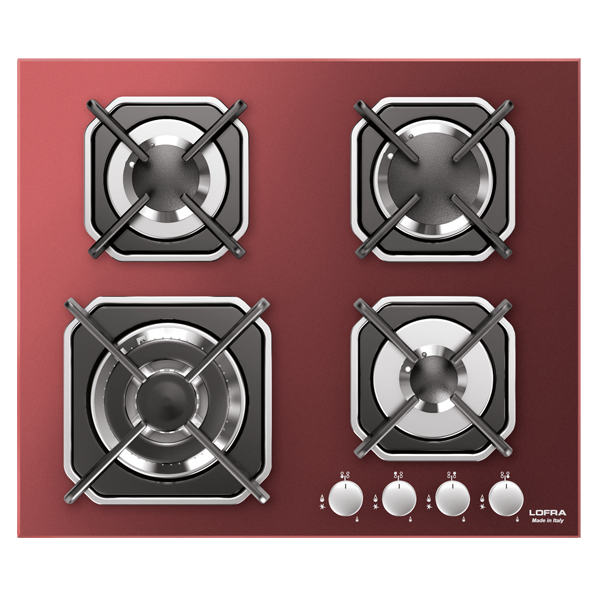 lofra-hgr6g0-table-gaz-verre-rouge-3-feux-triple-couronne image 1