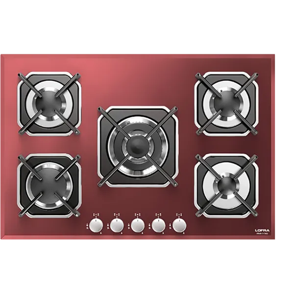 lofra-hgr7e0-plaque-gaz-verre-rouge-inox-75-cm-triple-couronne image 1