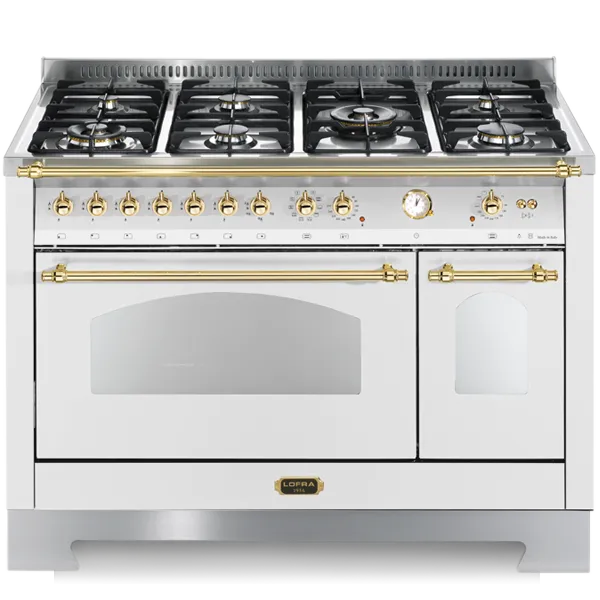 lofra-dolcevita-rbpd126mft-e-2aeo-cuisini-re-gaz-120-cm-blanc-laiton image 1