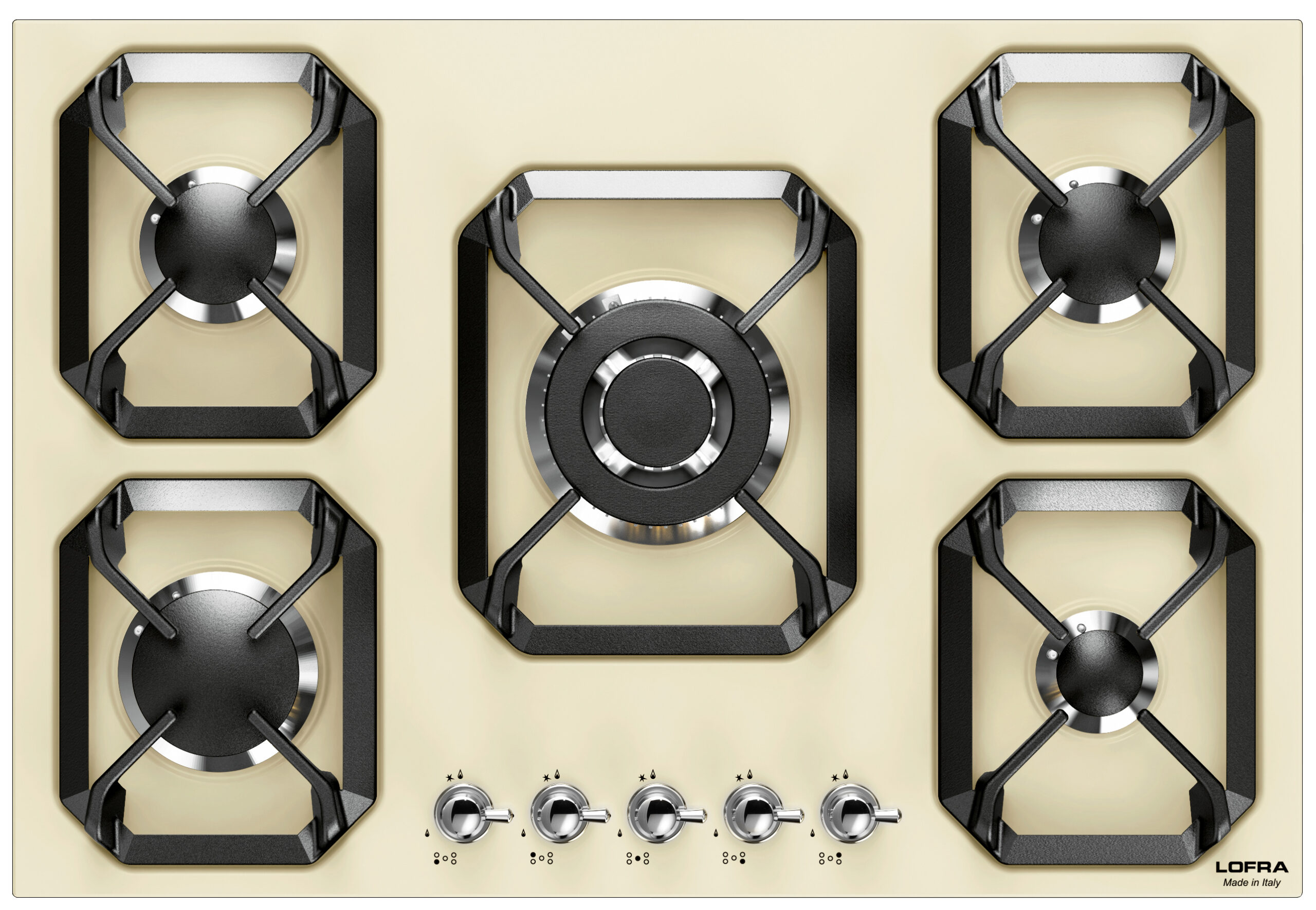 lofra-dolcevita-hrbi7a0-plaque-gaz-70-cm-ivoire-chrome image 1