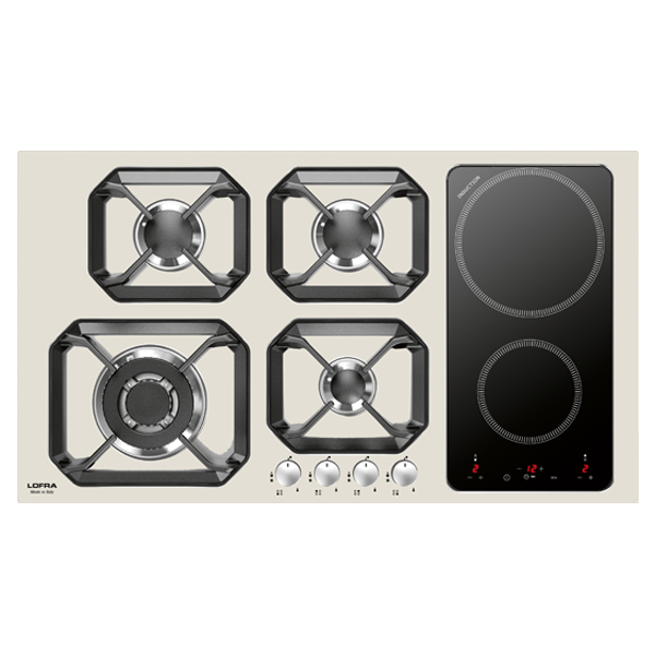 lofra-hlbi9g2i-table-de-cuisson-mixte-90-cm-ivoire-gaz-induction image 1