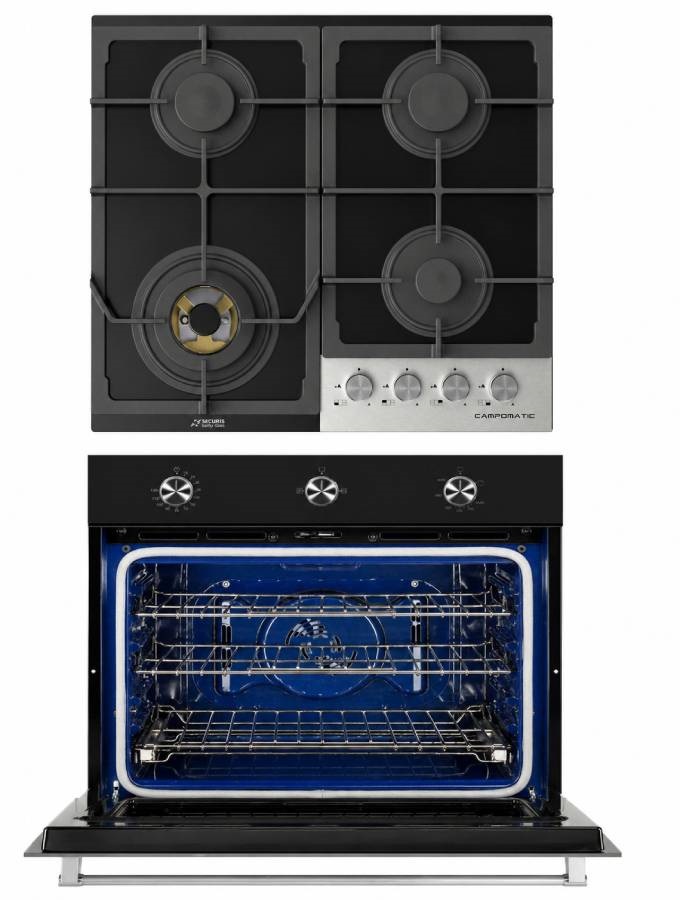 campomatic-ovens-pack-four-gaz-60-cm-plaque-verre-noir image 1