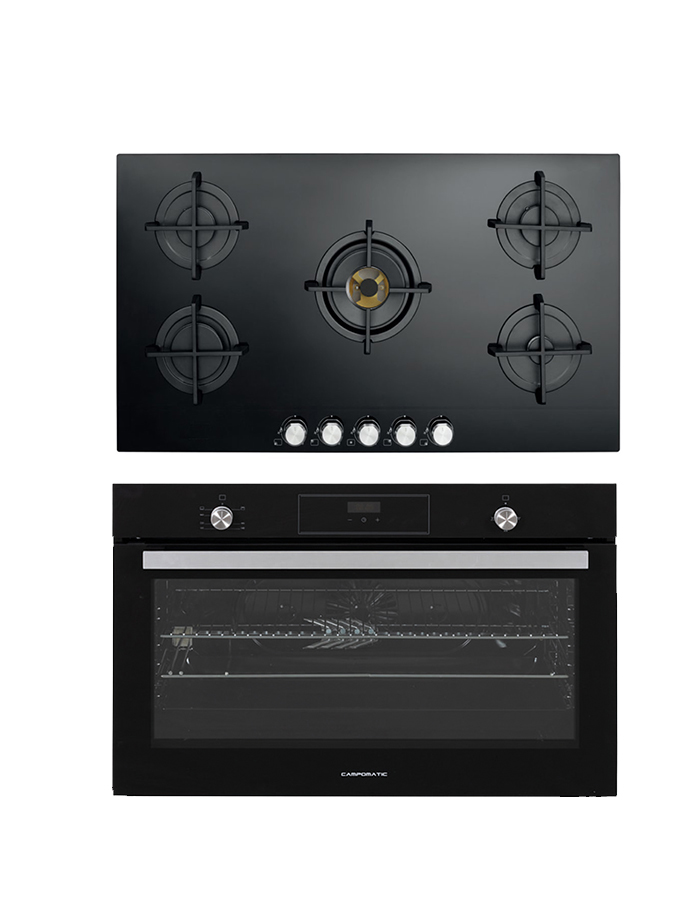 campomatic-ovens-four-gaz-90cm-verre-noir-laiton image 1