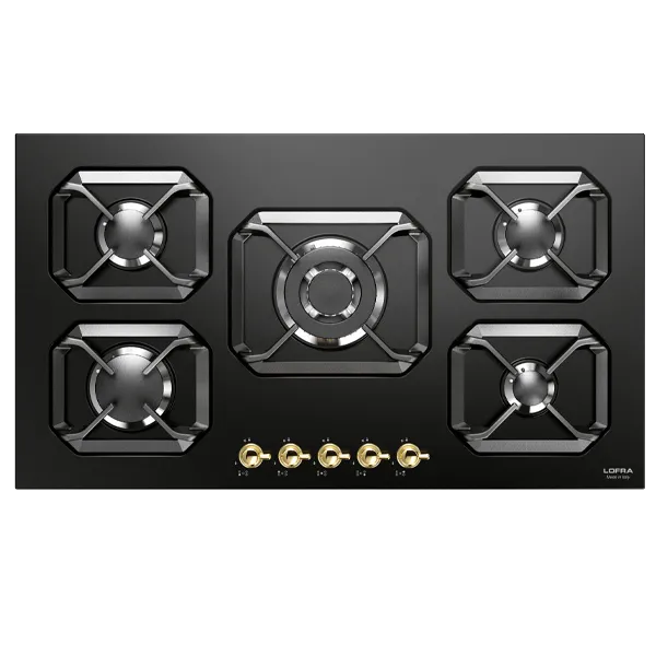 lofra-dolcevita-hrnm9a0-plaque-gaz-5-feux-noir-laiton-90cm image 1