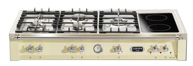lofra-dolcevita-trbi126-5c-table-cuisson-ivoire-chrome-120-cm image 1