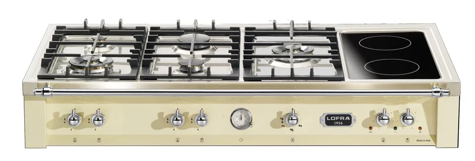 lofra-dolcevita-trbi126-5c-table-cuisson-ivoire-chrome-120-cm image 1