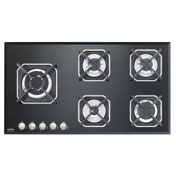 lofra-hgn9b0-table-de-cuisson-gaz-90-cm-verre-noir-4-feux image 1