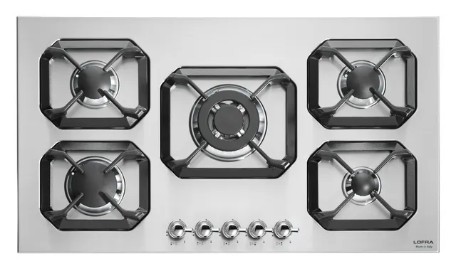 lofra-hrs9a0-plaque-gaz-90-cm-inox-chrome-5-feux image 1