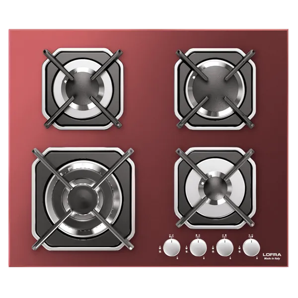 lofra-hgr6g0-table-gaz-verre-rouge-3-feux-triple-couronne image 1