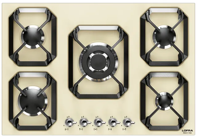 lofra-dolcevita-hrbi7a0-plaque-gaz-70-cm-ivoire-chrome image 1