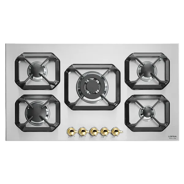 lofra-dolcevita-hrs9a0-plaque-gaz-inox-laiton-90-cm-5-feux image 1