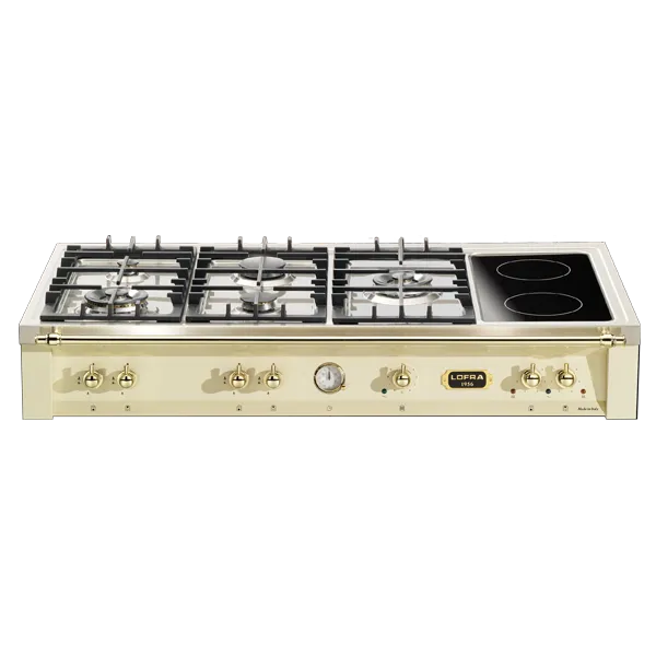 lofra-dolcevita-trbi126-5c-table-cuisson-120cm-ivoire-laiton image 1