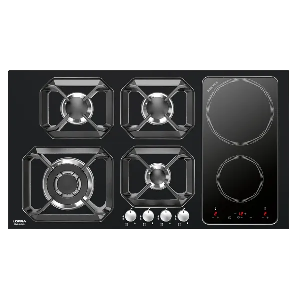 lofra-hlnm9g2i-plaque-mixte-gaz-induction-90-cm-noir image 1