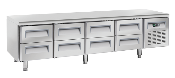 cool-head-inox-u-gn-4180-table-r-frig-r-e-gn1-1-8-tiroirs image 1