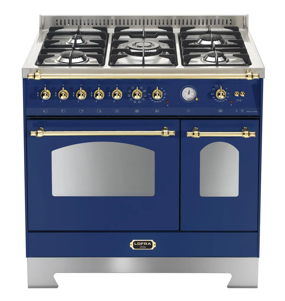 lofra-dolcevita-rbld96mfte-ci-cuisini-re-bleu-laiton-90-cm image 1