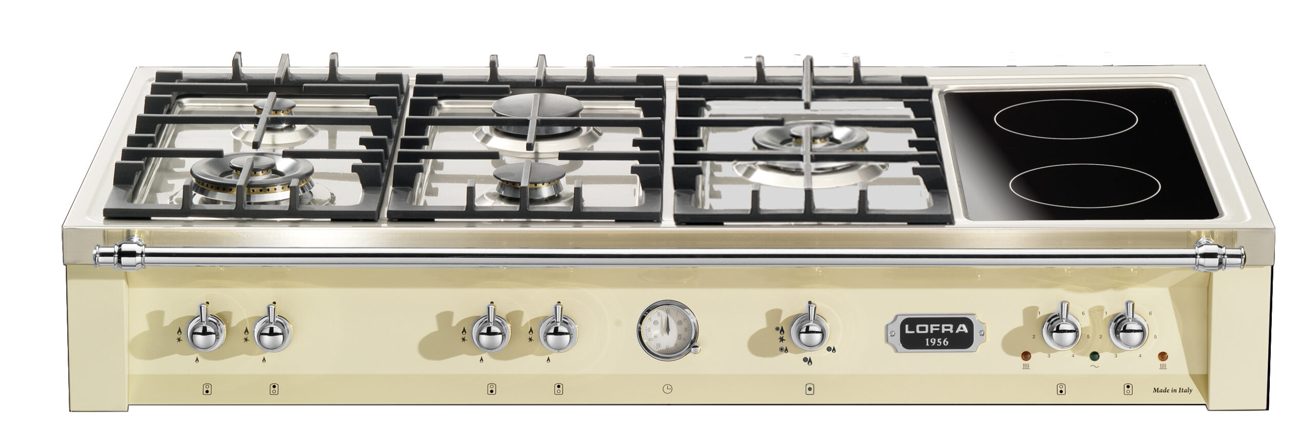 lofra-dolcevita-trbi126-5c-table-cuisson-ivoire-chrome-120-cm image 1