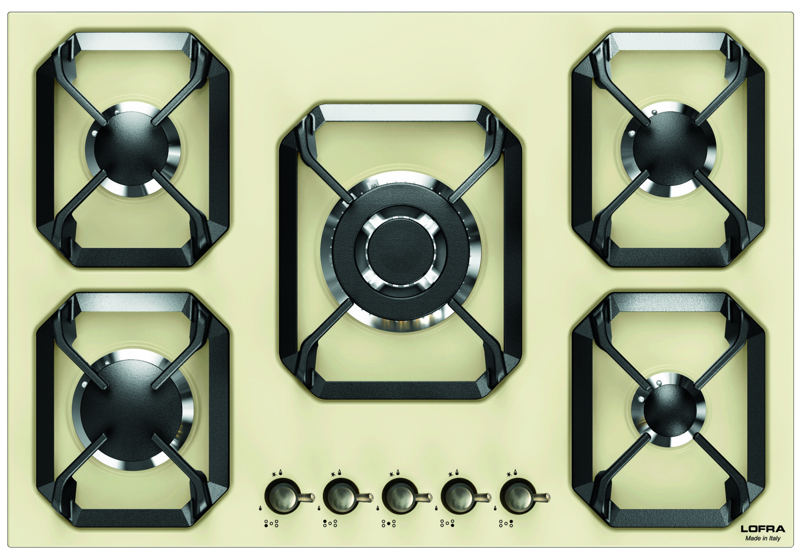 lofra-dolcevita-hrbi7a0-plaque-gaz-ivoire-bronze-triple-couronne image 1