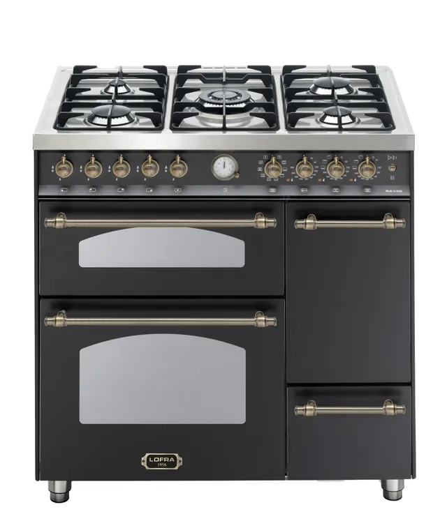 lofra-dolcevita-rnmt96mf2et-cuisini-re-gaz-noir-mat-bronze-5-feux image 1