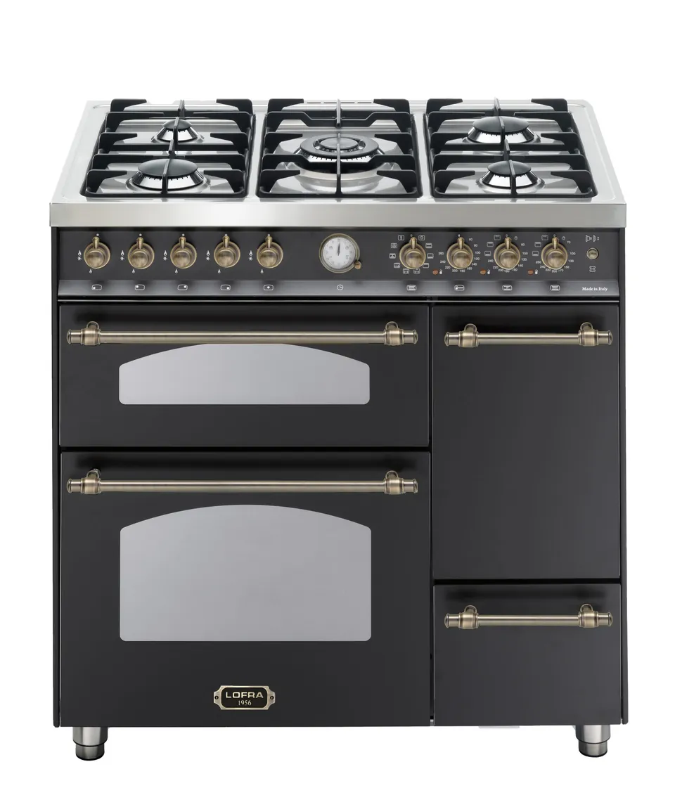 lofra-dolcevita-rnmt96mf2et-cuisini-re-gaz-noir-mat-bronze-5-feux image 1