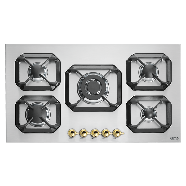 lofra-dolcevita-hrs9a0-plaque-gaz-inox-laiton-90-cm-5-feux image 1