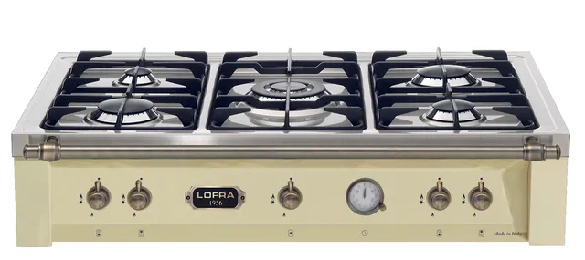 lofra-dolcevita-trbi96-5-plaque-gaz-120-cm-ivoire-bronze image 1